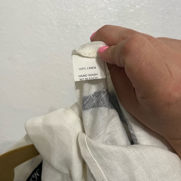 Citron Santa Monica Top Small Womens White Linen Art Asymmetrical Button Tunic - Picture 12 of 14